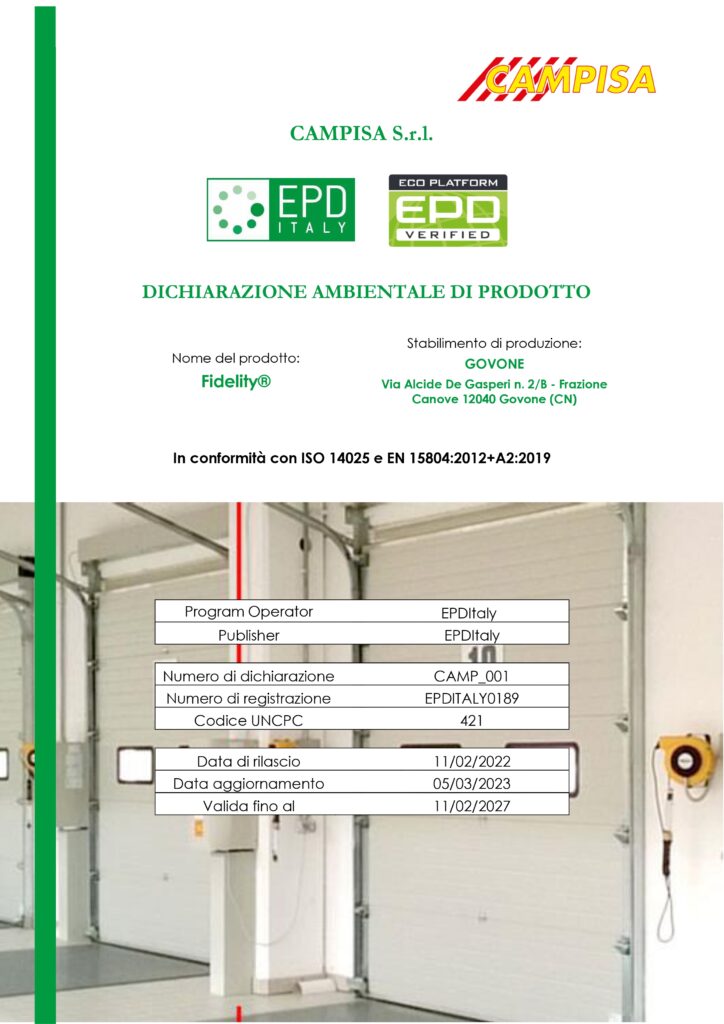 Certificazione Ambientale EPD Azienda Campisa 2023